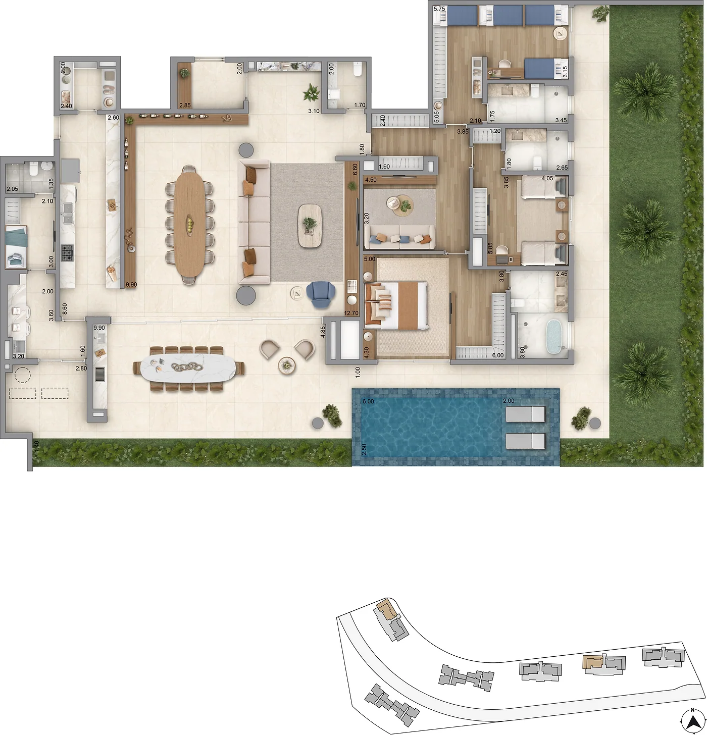 Planta Taormina e Positano — Garden, 281 m²